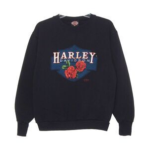 VTG 90s Harley Davidson Motorcycle Sweatshirt 3D Emblem Hawaiian Bikers Lahaina